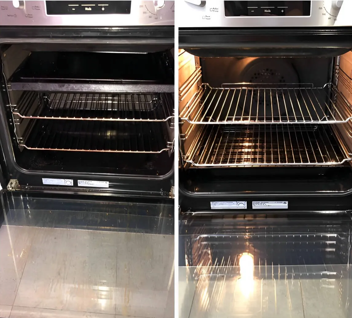 before and after oven clean up